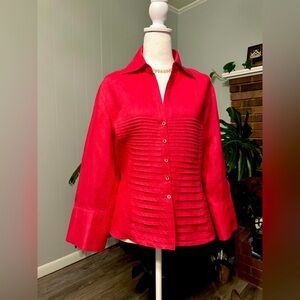 🛍️ 100% Linen hot pink button shirt excellent condition.